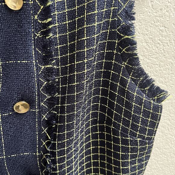 Julia Jordan Yarn Dyed Tweed Double Breasted Sheath Dress Colorblock Grid Sz 12 - Picture 5 of 8